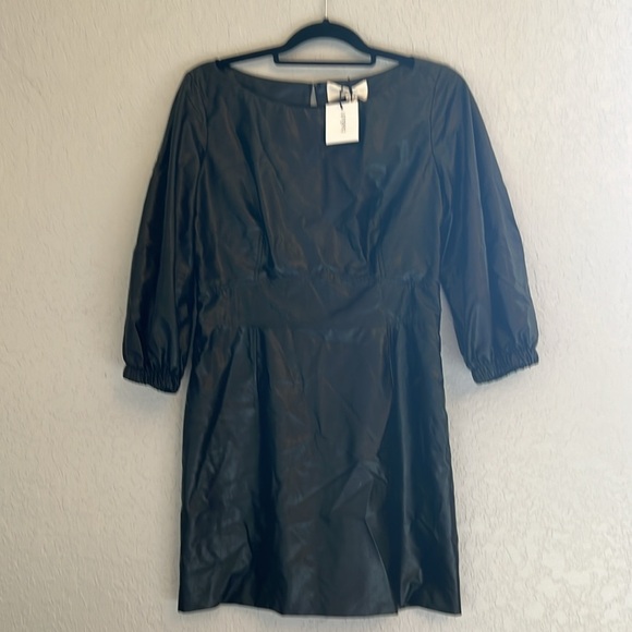 NWT ba&sh Women's M Robe Sae Black Noir Vegan Leather Shift Dress - Picture 6 of 7